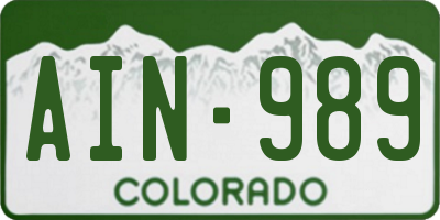 CO license plate AIN989