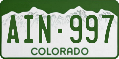 CO license plate AIN997