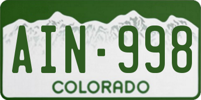 CO license plate AIN998