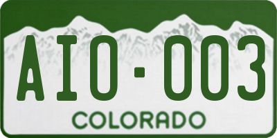 CO license plate AIO003