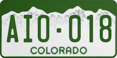CO license plate AIO018