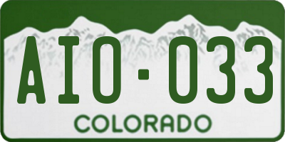CO license plate AIO033