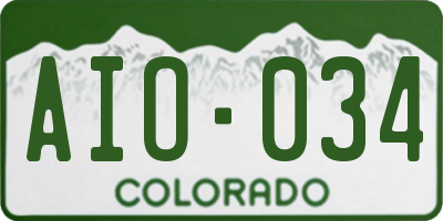 CO license plate AIO034