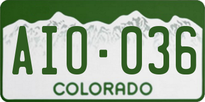 CO license plate AIO036