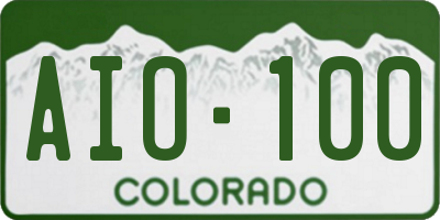 CO license plate AIO100