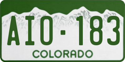 CO license plate AIO183
