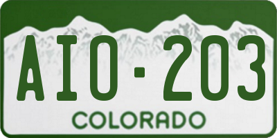 CO license plate AIO203