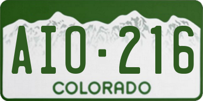 CO license plate AIO216