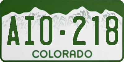 CO license plate AIO218