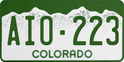 CO license plate AIO223