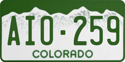 CO license plate AIO259