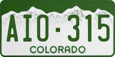 CO license plate AIO315
