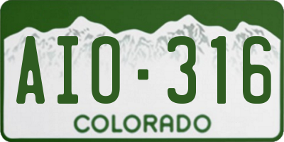 CO license plate AIO316