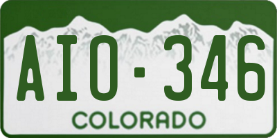 CO license plate AIO346