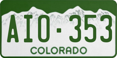 CO license plate AIO353