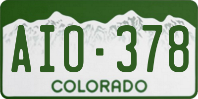 CO license plate AIO378