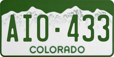 CO license plate AIO433