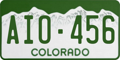 CO license plate AIO456