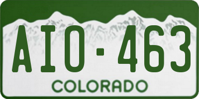 CO license plate AIO463