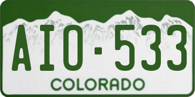 CO license plate AIO533