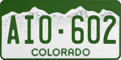CO license plate AIO602
