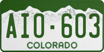 CO license plate AIO603