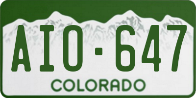 CO license plate AIO647
