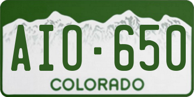 CO license plate AIO650
