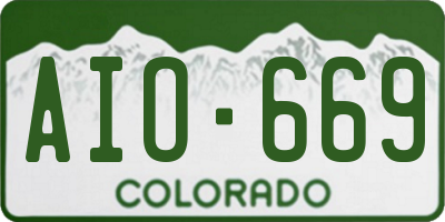 CO license plate AIO669