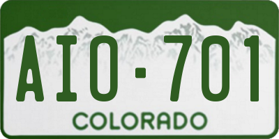 CO license plate AIO701