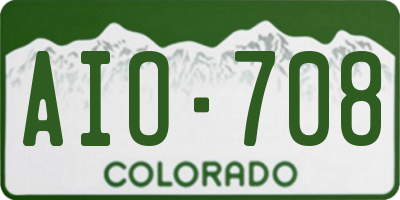 CO license plate AIO708