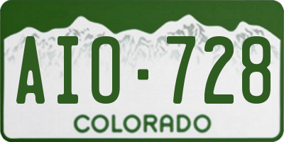 CO license plate AIO728