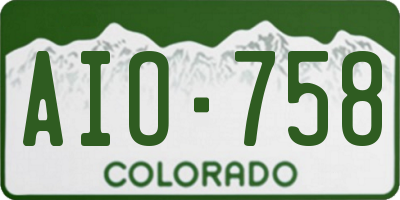 CO license plate AIO758