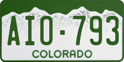 CO license plate AIO793