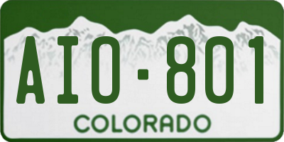 CO license plate AIO801