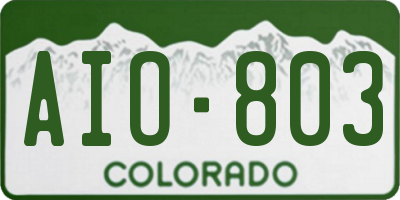 CO license plate AIO803