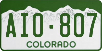 CO license plate AIO807