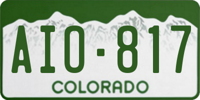CO license plate AIO817