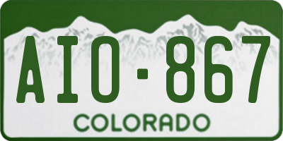 CO license plate AIO867