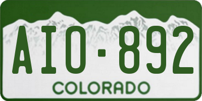 CO license plate AIO892
