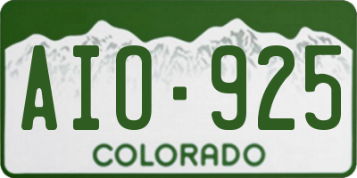CO license plate AIO925