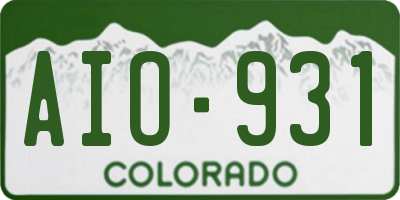 CO license plate AIO931