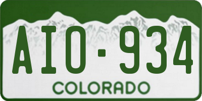 CO license plate AIO934