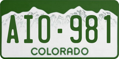 CO license plate AIO981