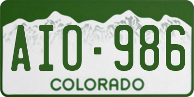 CO license plate AIO986