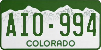 CO license plate AIO994