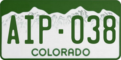CO license plate AIP038