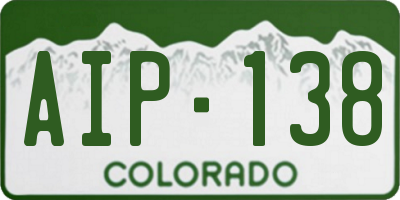 CO license plate AIP138