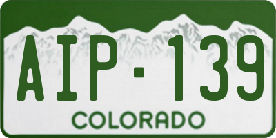 CO license plate AIP139