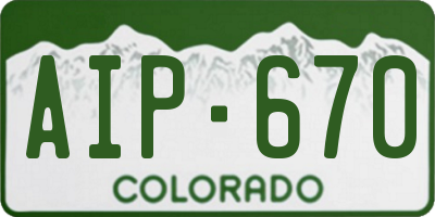 CO license plate AIP670